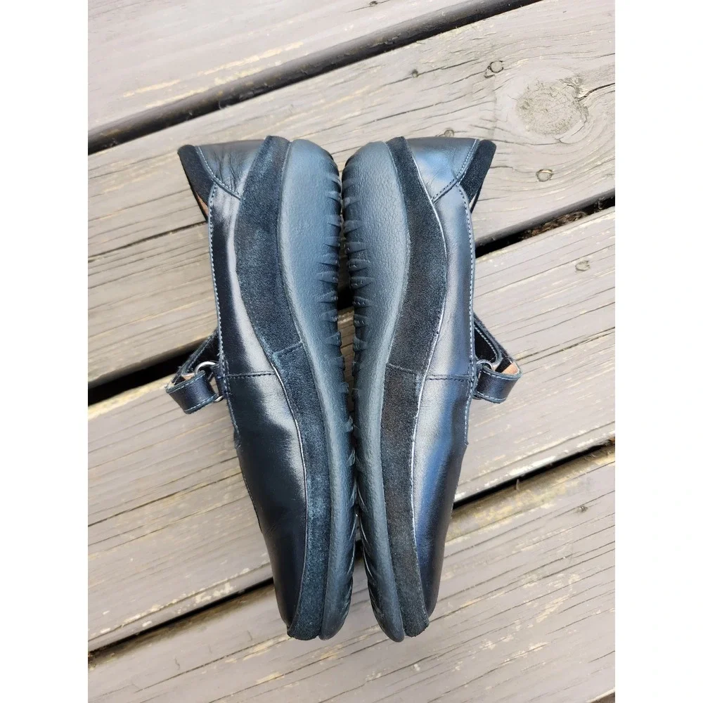 Naot Matai Mary Jane Black‎ Madres Leather Suede Swirl Shoes 37 US 6